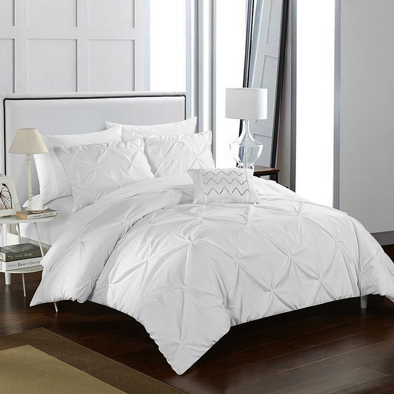 39189477 Chic Home Daya Duvet Cover Set, White, King sku 39189477