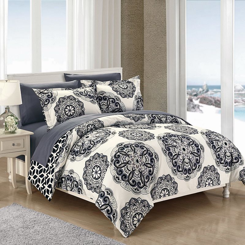 62508874 Ibiza Duvet Cover Set, Black, Twin sku 62508874