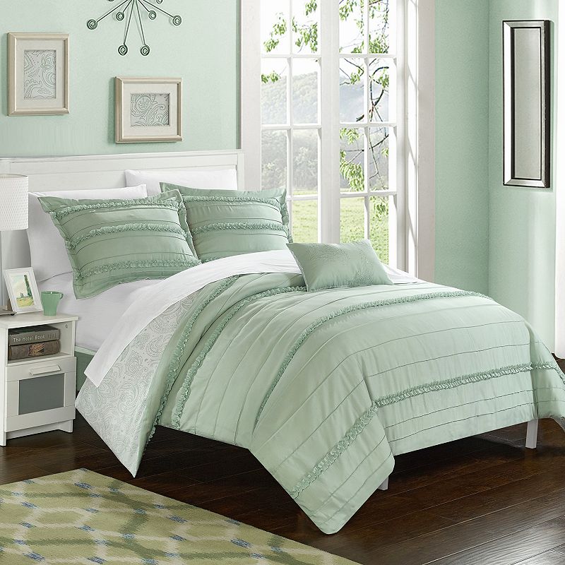 Eliza Duvet Cover Set, Green, Queen