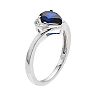 Sterling Silver Lab-Created Blue & White Sapphire Teardrop Ring