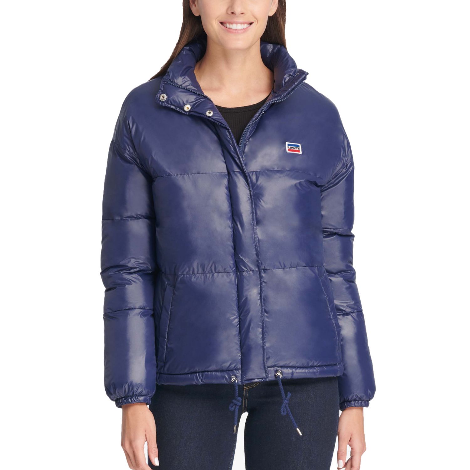 womens navy puffer jacket