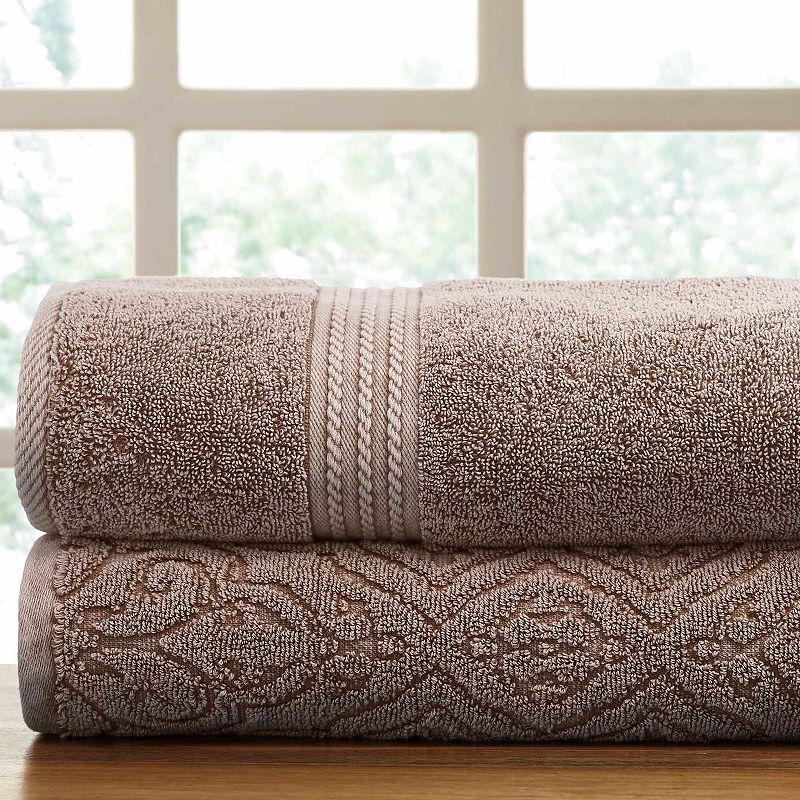 UPC 645470199849 product image for Allure Lifestyle 2-pack Denim Washed Fleur Lattice Bath Towel, Brown, 2 Pc Set | upcitemdb.com