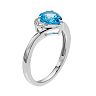 Sterling Silver Swiss Blue Topaz & Lab-Created White Sapphire Teardrop Ring