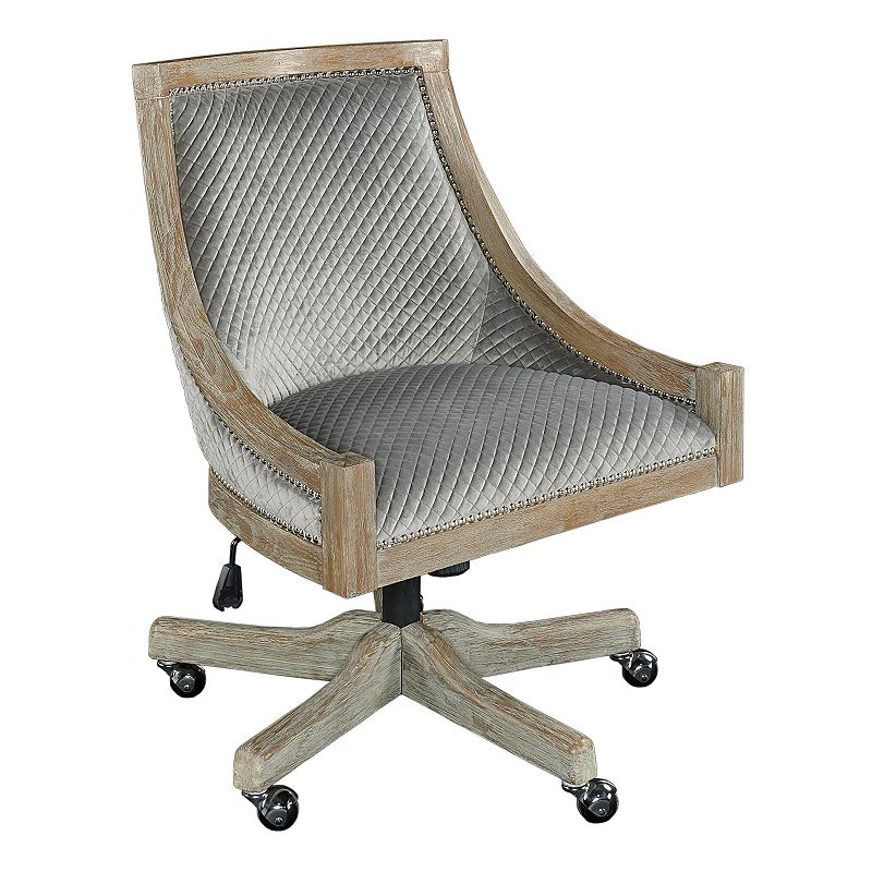 Linon Mimi Adjustable Quilted Office Desk Chair, Grey