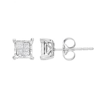 10k White Gold 1/4 Carat T.W. Diamond Cluster Stud Earrings