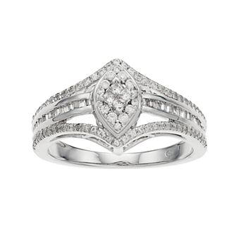 10k White Gold 1/2 Carat T.W. Diamond Marquise Ring