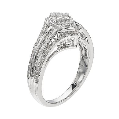 10k White Gold 1/2 Carat T.W. Diamond Marquise Ring