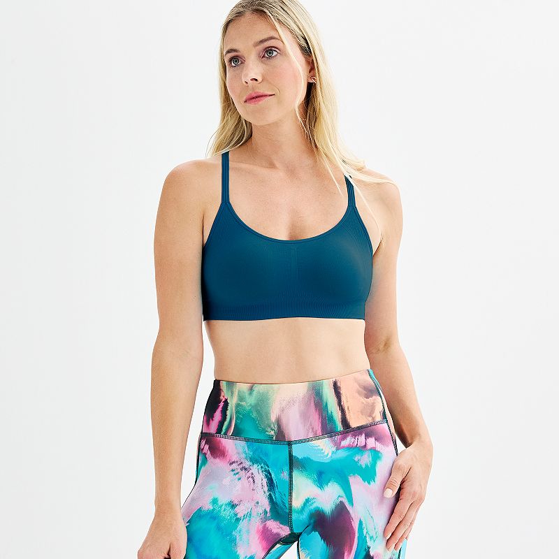 Tek Gear® Seamless Low-Impact Adjustable Sports Bra, Women's, Size: XL, Blue Crayon