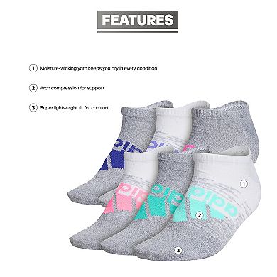 Women's adidas 6-Pack Superlite No-Show Socks
