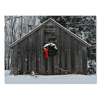 Trademark Fine Art Christmas Barn In The Snow Canvas Wall Art