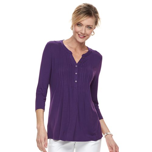 Women's Croft & Barrow® Pleated Henley Top