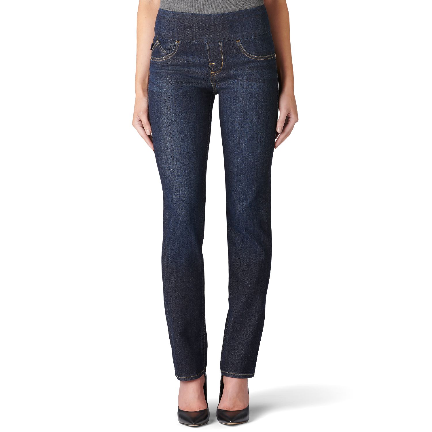 womens pull on jeans straight leg