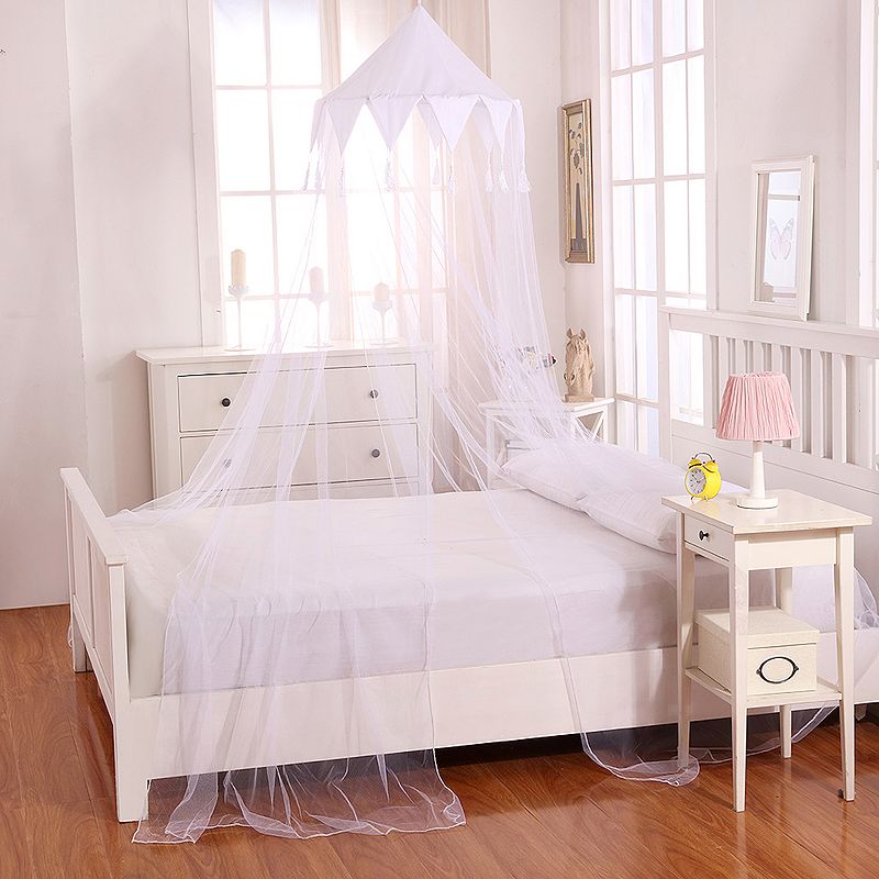 Casablanca Kids Harlequin Sheer Collapsible Hoop Bed Canopy, White, OTHER