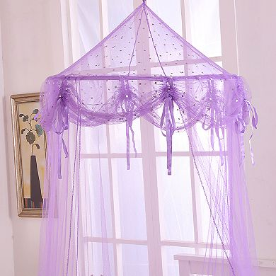 Casablanca Kids Buttons & Bows Sheer Collapsible Hoop Bed Canopy