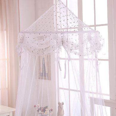 Casablanca Kids Buttons & Bows Sheer Collapsible Hoop Bed Canopy