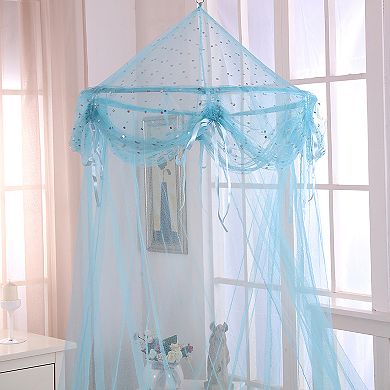 Casablanca Kids Buttons & Bows Sheer Collapsible Hoop Bed Canopy