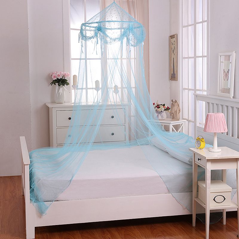Casablanca Kids Buttons & Bows Sheer Collapsible Hoop Bed Canopy, Blue, OTH