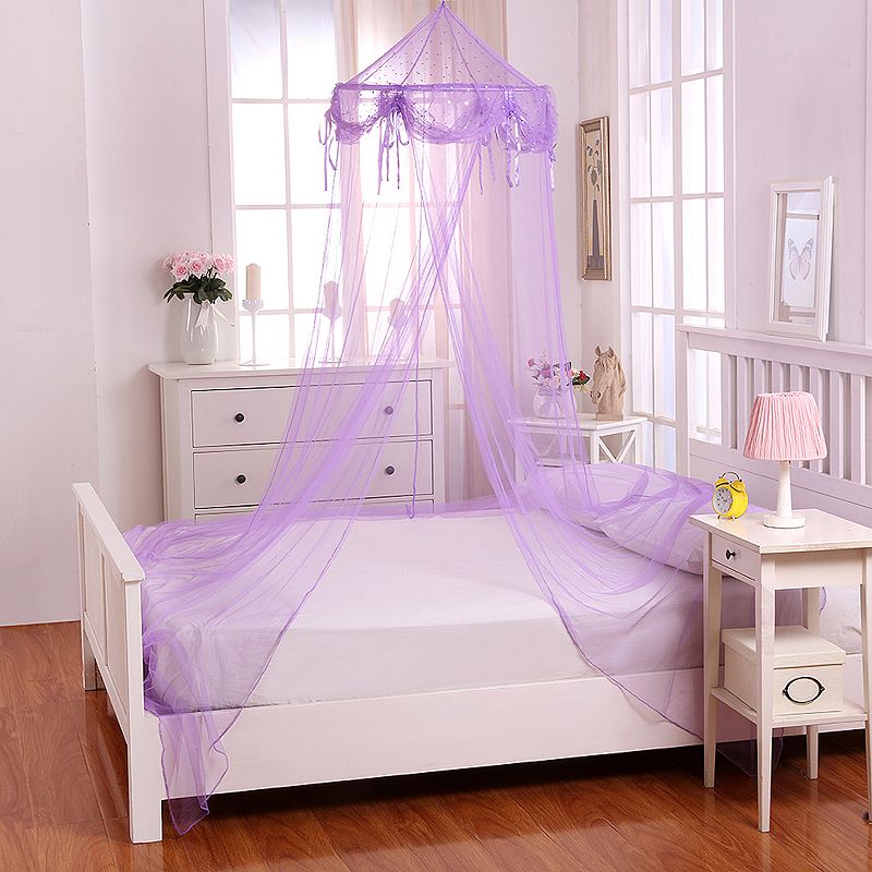 Casablanca Kids Buttons & Bows Sheer Collapsible Hoop Bed Canopy, Purple, O