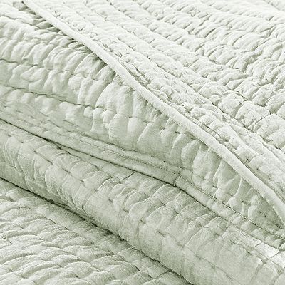 MADISON PARK SIGNATURE Serene King 3 Piece outlet Cotton Quilt Coverlet Set - Linen