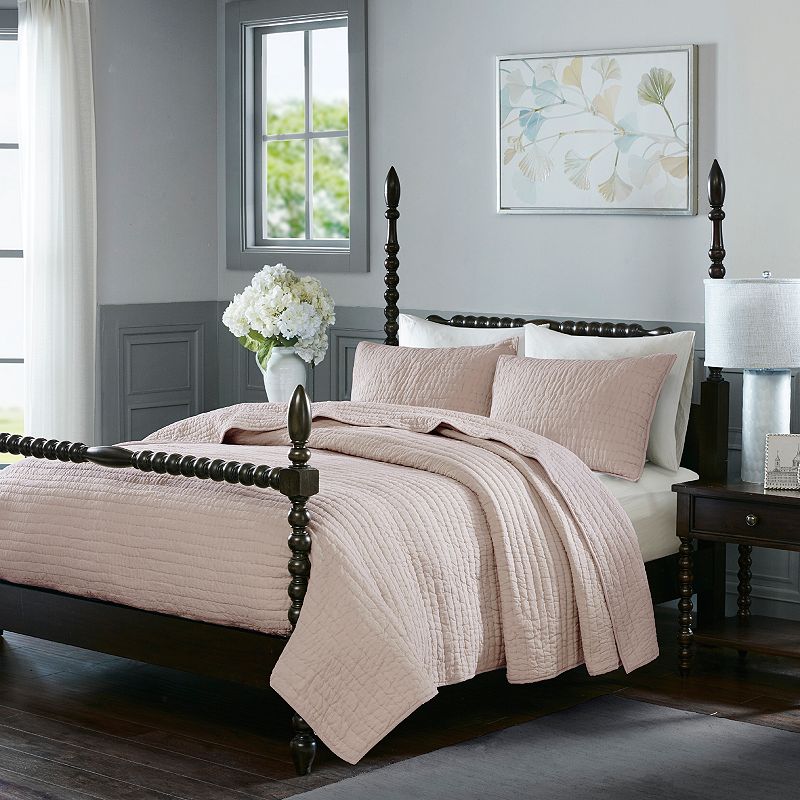 Madison Park Signature Serene 3-Piece Cotton Hand-Quilted Coverlet Set with