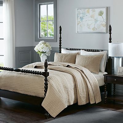 Madison Park QUEEN Quilted Coverlet Set shops Cream New