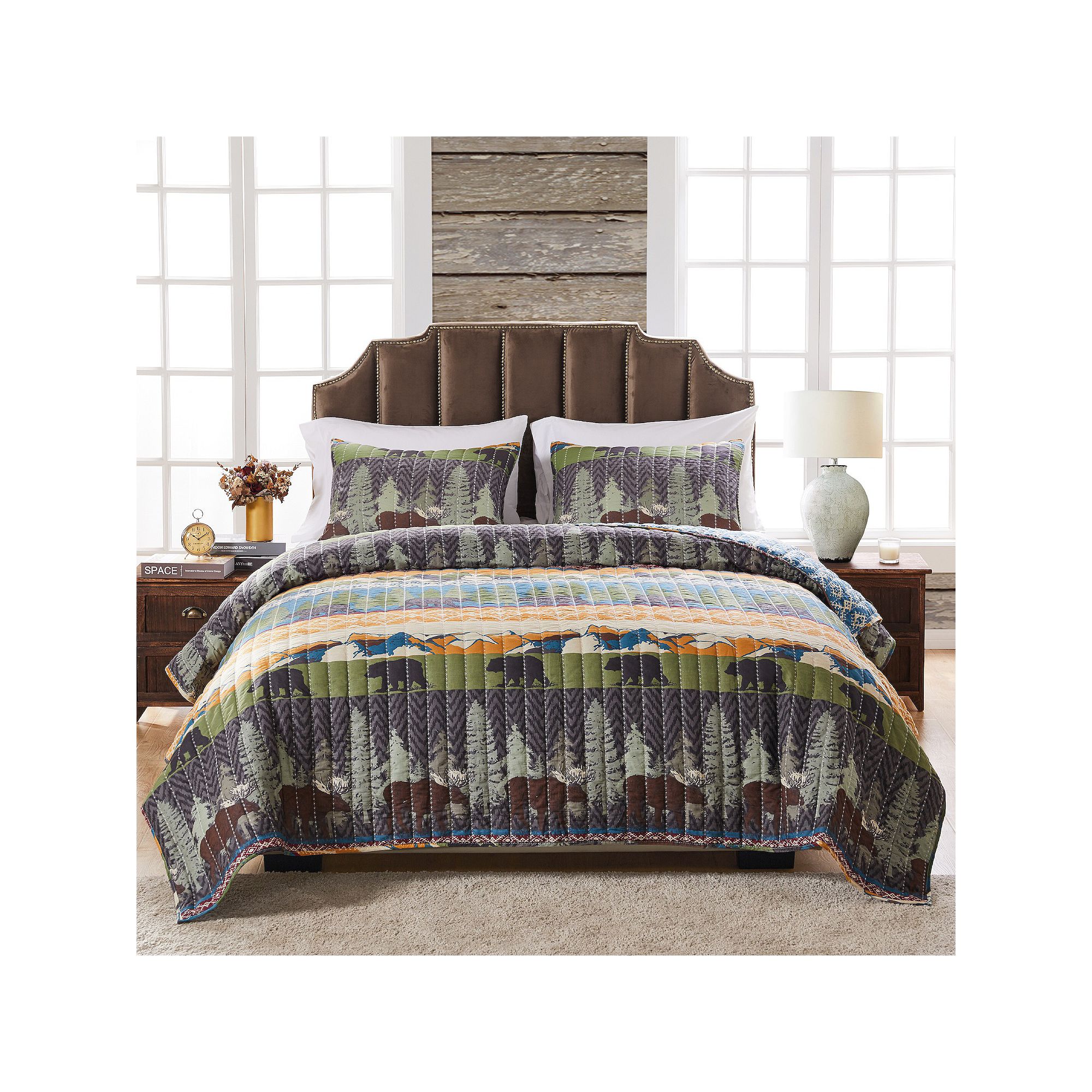 Greenland Home Fashions Black Bear Lodge Quilt Set, Multi