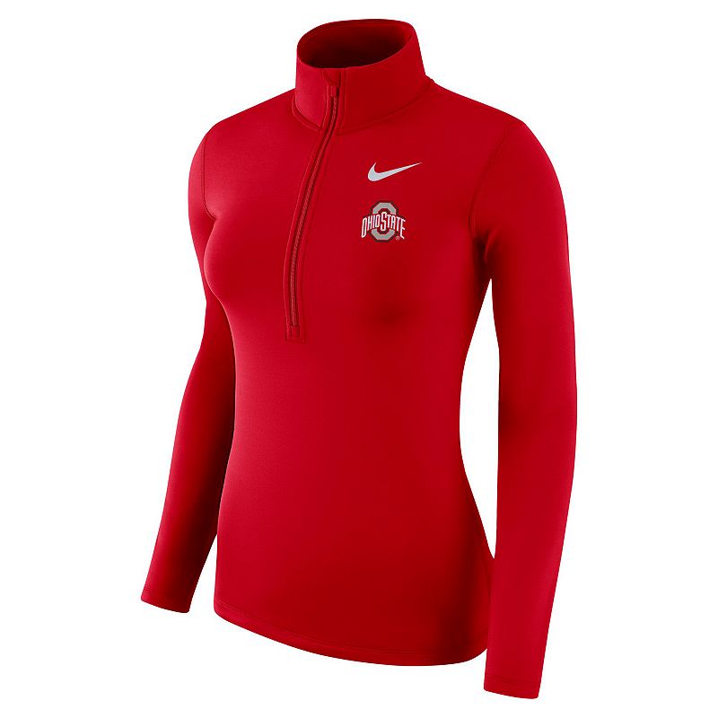 UPC 696869000079 product image for Women's Nike Ohio State Buckeyes 1/2-Zip Dri-FIT Pullover Top, Size: Small, Red | upcitemdb.com