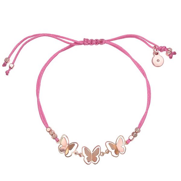 BBTO, Jewelry, Bbto Gorgeous Butterfly Bracelet W Pink Cording Up To  Inches