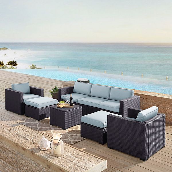 Crosley Furniture Biscayne Patio Wicker Loveseat, Chair, Ottoman ...