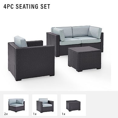 Crosley Furniture Biscayne Patio Wicker Chair & Coffee 4-piece Set 