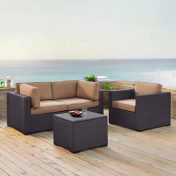 Crosley Furniture Biscayne Patio Wicker Chair & Coffee 4-piece Set