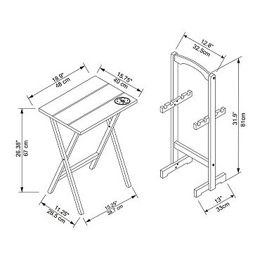 Linon Gray TV Tray Table 5-piece Set 