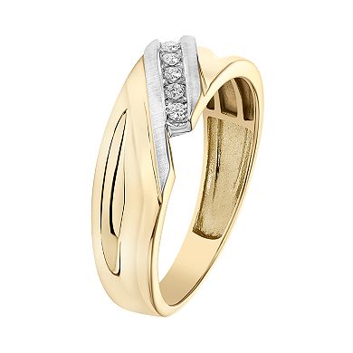 AXL Men's 10k Gold 1/10 Carat T.W. Diamond Bypass Wedding Band