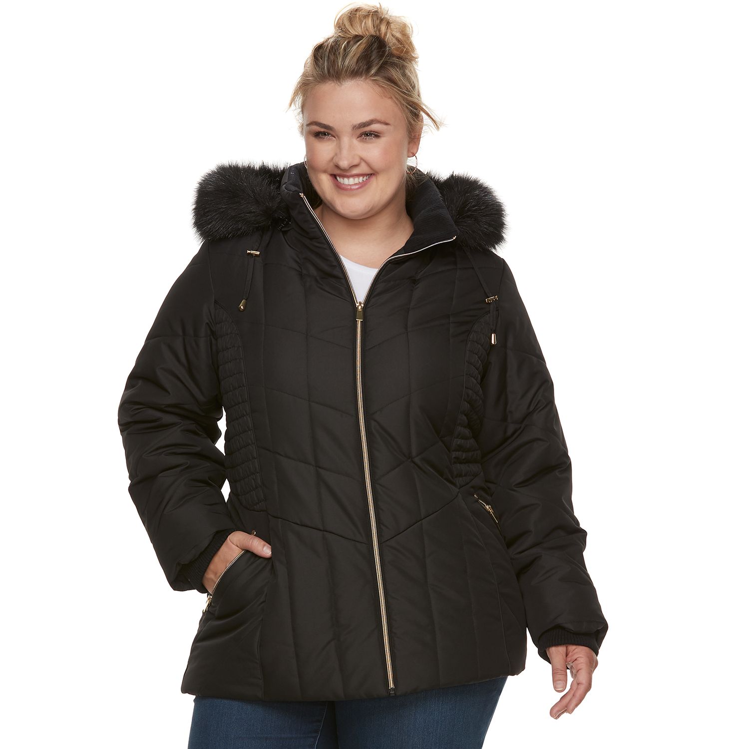 plus size puffer jacket with hood