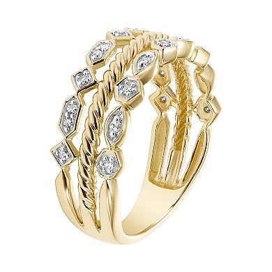 Love Always 10k Gold 1/10 Carat T.W. Diamond Geometric Wedding Ring