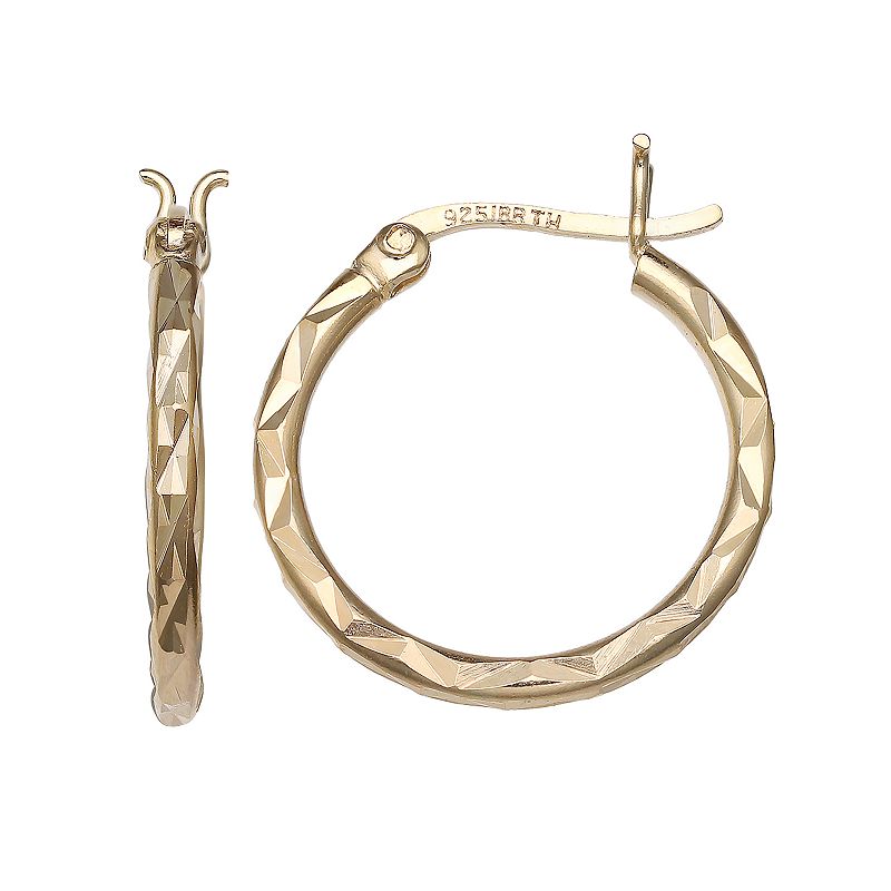 PRIMROSE 14k Gold Over Silver Faceted Hoop Earrings, Womens, Size: 20MM