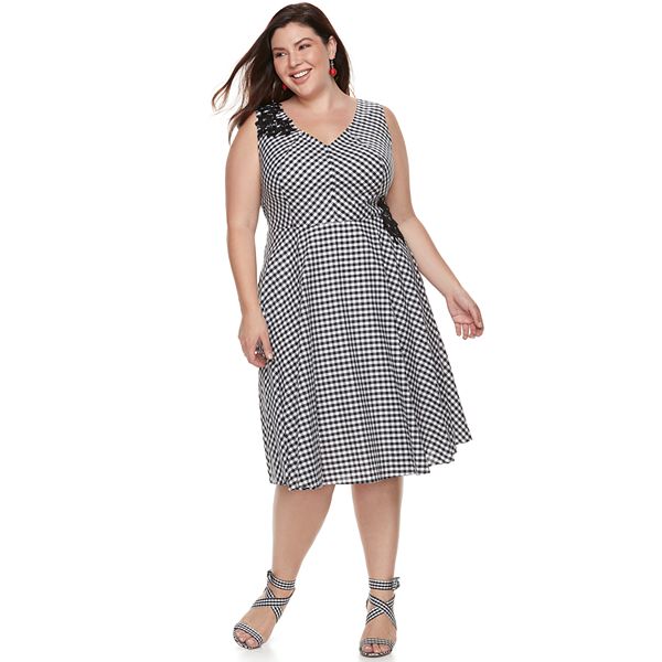 Plus Size Chaya Gingham Fit & Flare Dress