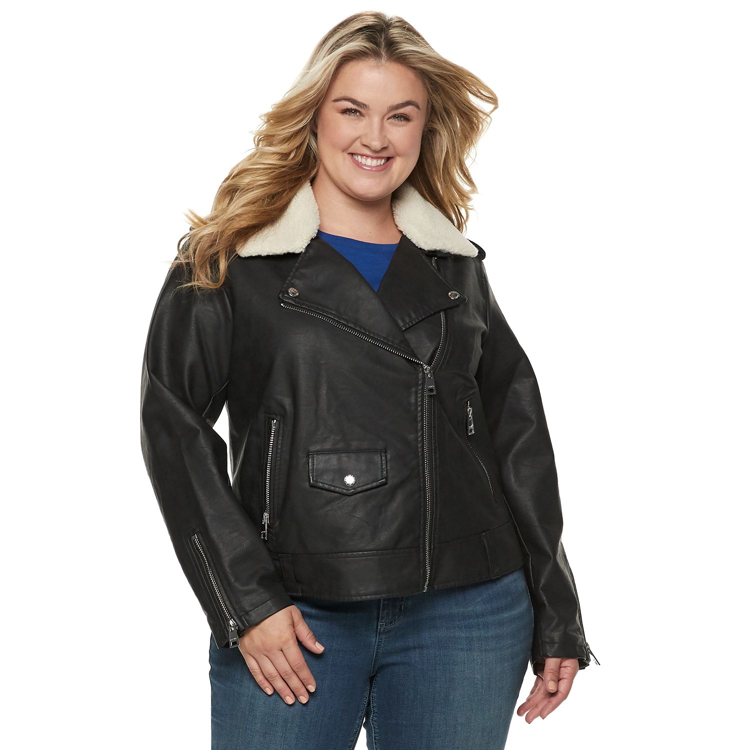 kohls plus size leather jacket