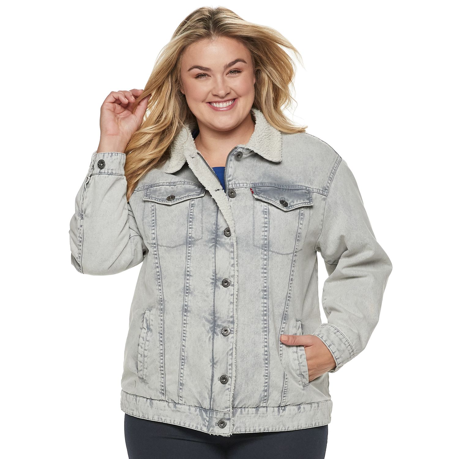 plus size lined denim jacket