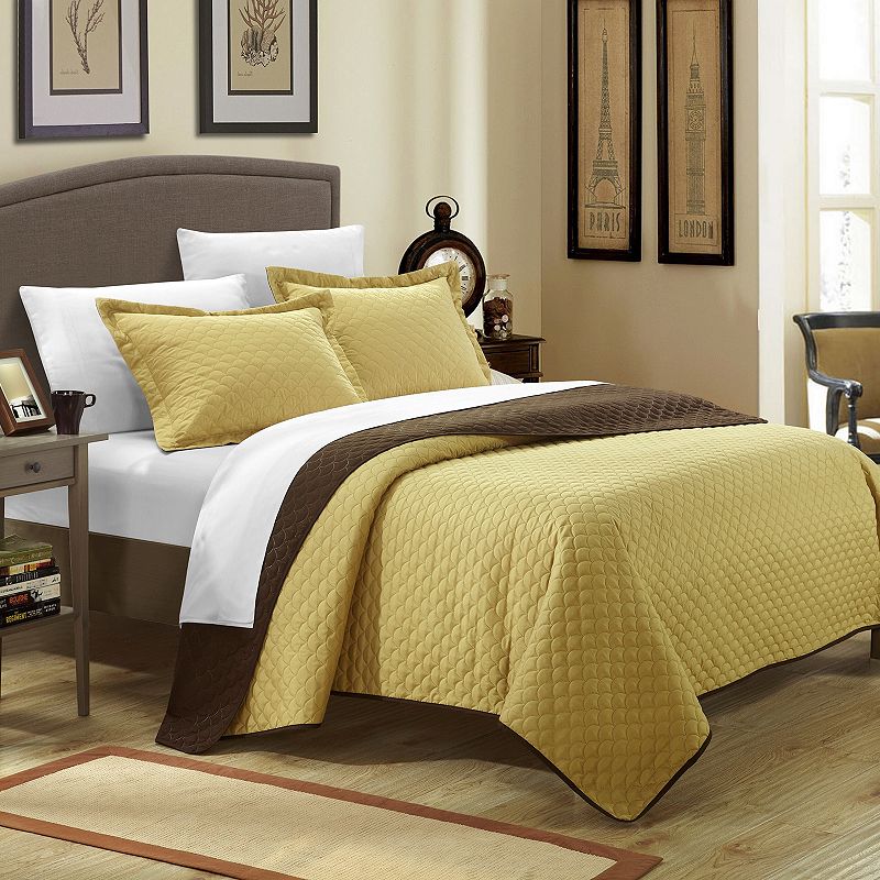 Chic Home Teresa Quilt Set, Med Brown, Twin