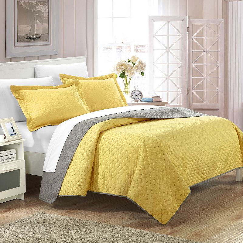 75908152 Chic Home Teresa Quilt Set, Yellow, King sku 75908152