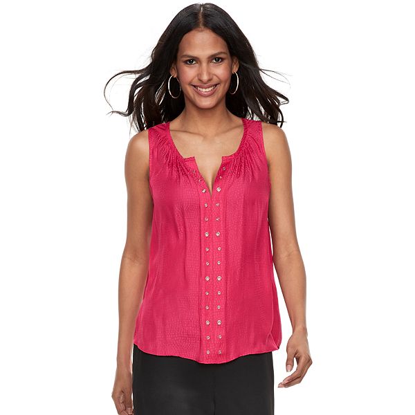 Women's Jennifer Lopez Grommet Jacquard Satin Tank