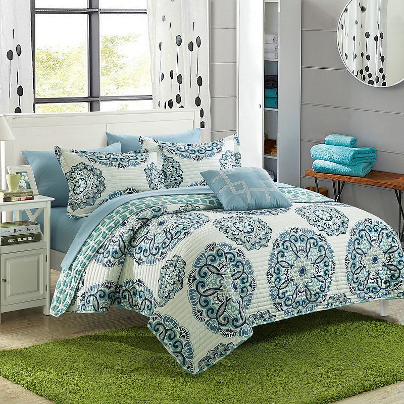 39544259 Chic Home Madrid Quilt Set, Green, Twin sku 39544259