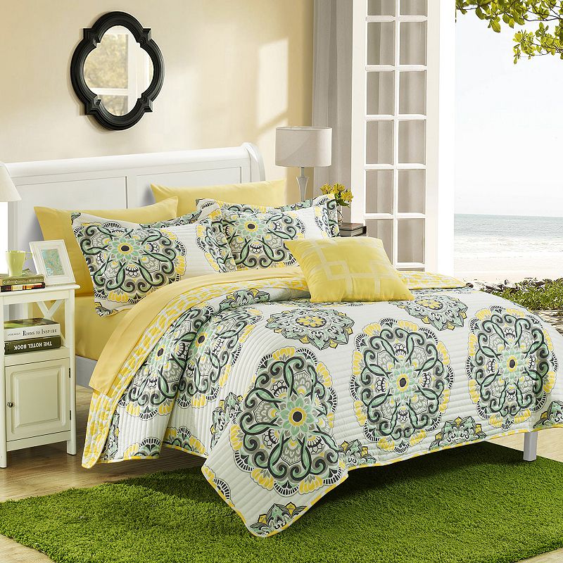 51051688 Chic Home Madrid Quilt Set, Yellow, Twin sku 51051688