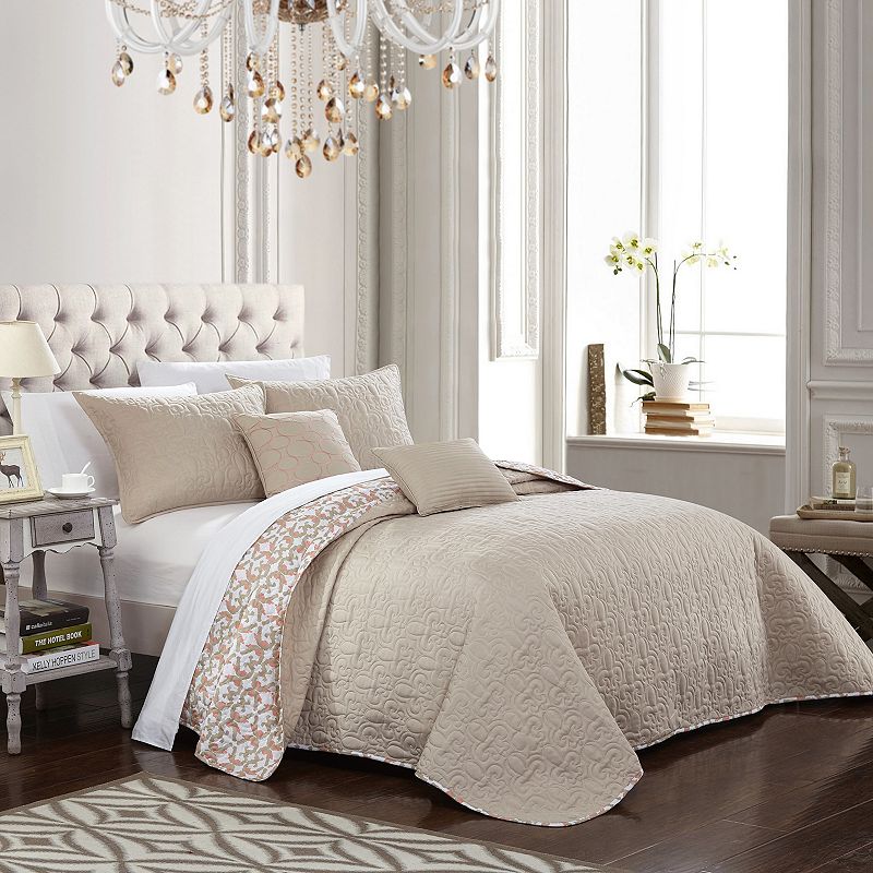 76653678 Chic Home Anat Quilt Set, Beige Over, Queen sku 76653678