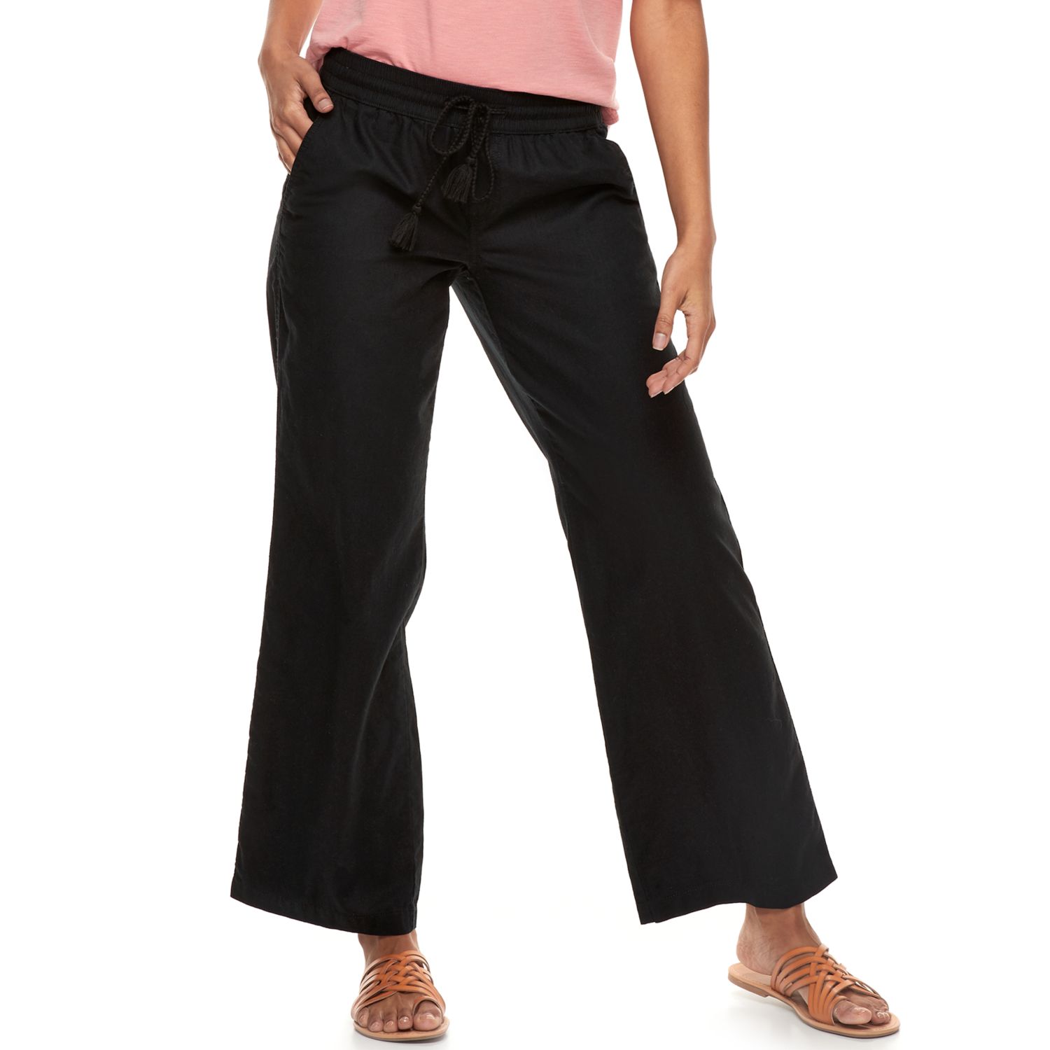 womens black linen pants