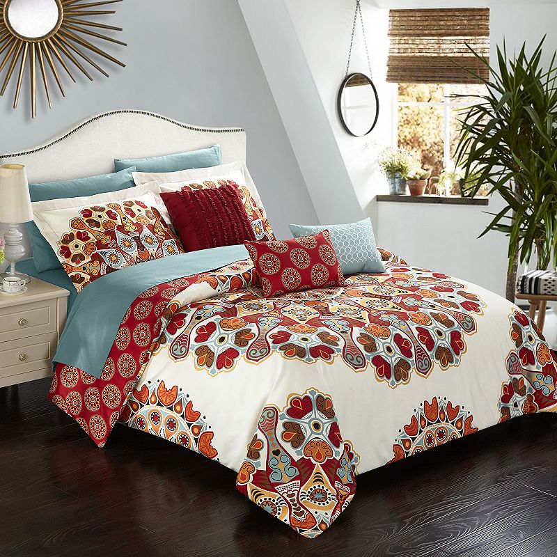 84833799 Aberdeen 10-piece Comforter Bedding Set, Red, King sku 84833799