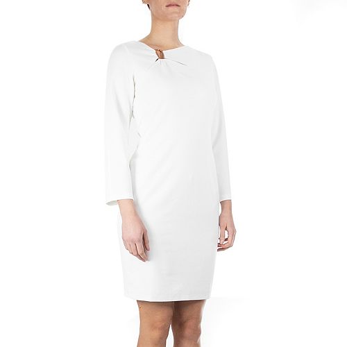 Women's Nina Leonard Asymmetrical Buckle Sheath Dress