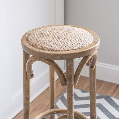 Linon Rae Backless Wood Bar Stool