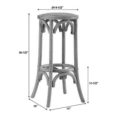 Linon Rae Backless Wood Bar Stool